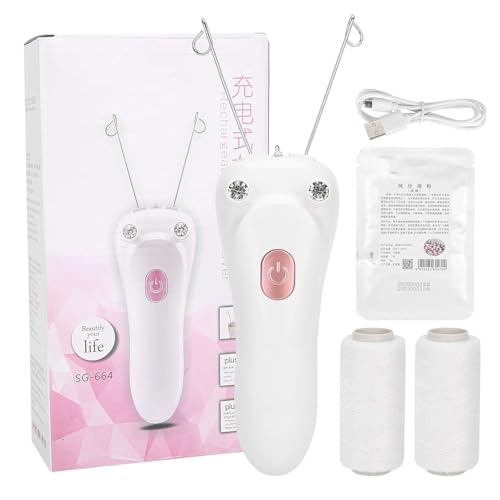 yuyte Ladies Facial Hair Remover Electric Women's Beauty Epilator, Cordless Electric Facial Threading Hair Removal for Women, Rechargeable Face Hair Remover Cotton Thread Epilator Body Hair Removal Device - Image 1