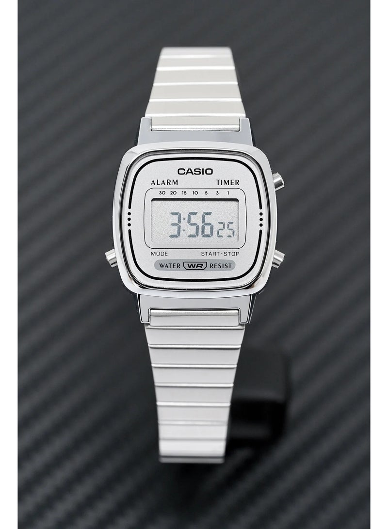 CASIO Vintage Digital Women’s Watch LA670WA‑7DF, 30.3 mm Silver Dial, Resin/Chrome Plated Case & Stainless Steel Band, Water Resistant - Image 1