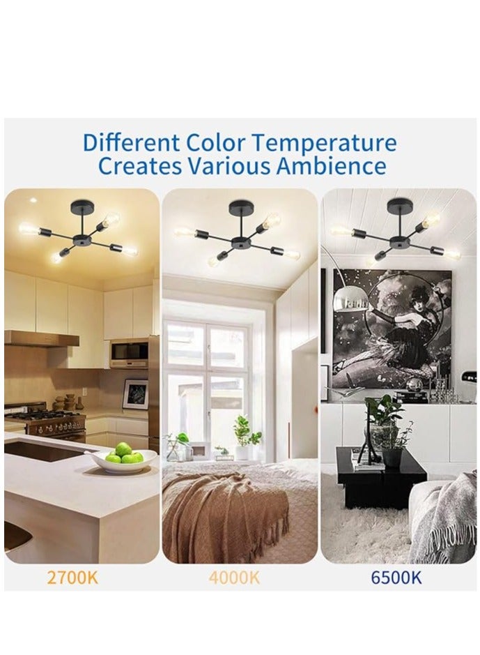 Vintage Ceiling Lamp, E27 4 Bulb Pendant Light, Modern Black Chandelier Lamp for Living Room, Dining Room, Kitchen, Hallway, Restaurant, Cafe. - Image 4