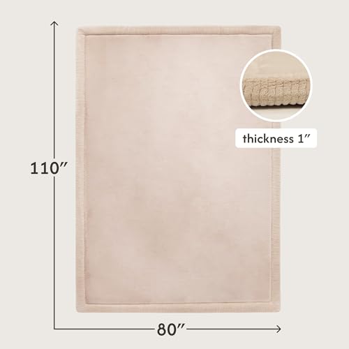 Hakuna Matte CloudSoft Baby Play Mat for Floor 80 x 110 Beige Coral Velvet Memory Foam Rug for Crawling Cozy Play NonSlip WaterResistant EasyCareTummy Time Mat Playmat for Playpen - Image 3