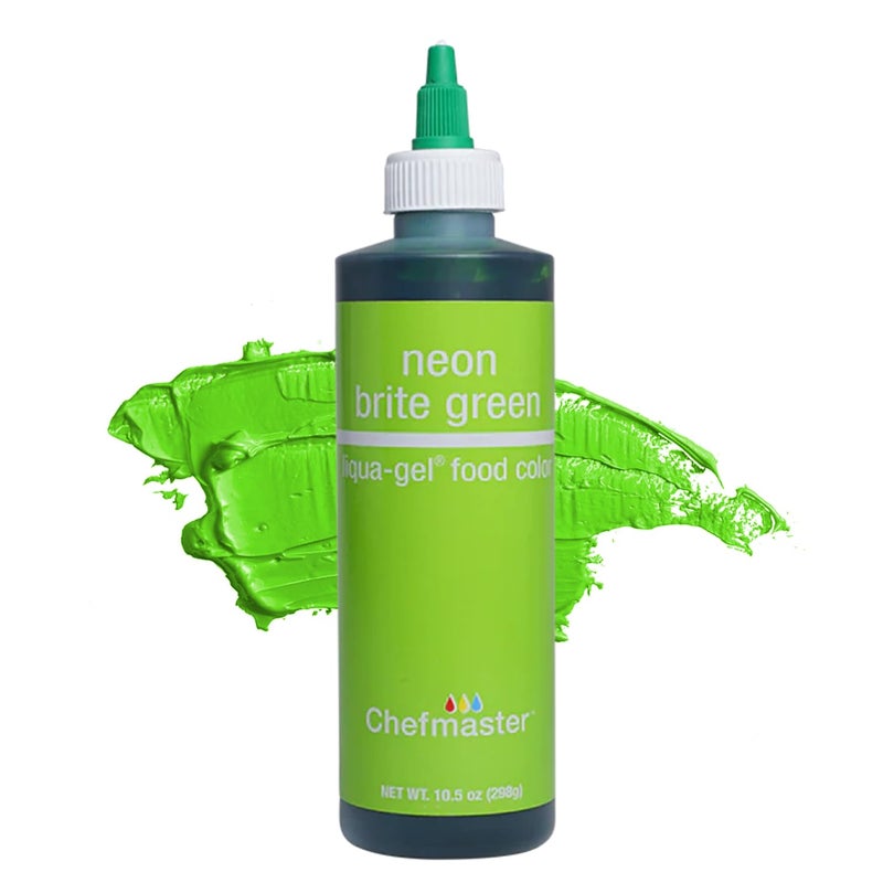 صبغة الطعام الجل السائلة باللون الأخضر النيون من شيفماستر - لون نابض وصبغة احترافية للزينة والتزيين مقاومة للتلاشي 105 أونصة