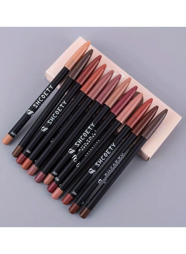 SHCOETY مجموعة أقلام شفاه مات SHCOETY من 12 قطعة - أقلام تحديد شفاه طويلة الأمد، بلمسة مخملية بألوان متنوعة تناسب جميع درجات البشرة، مثالية لمكياج يومي، أساسيات الجمال | أقلام تحديد شفاه أنيقة | أقلام بلمسة مخملية، قلم تحديد شفاه - Image 1