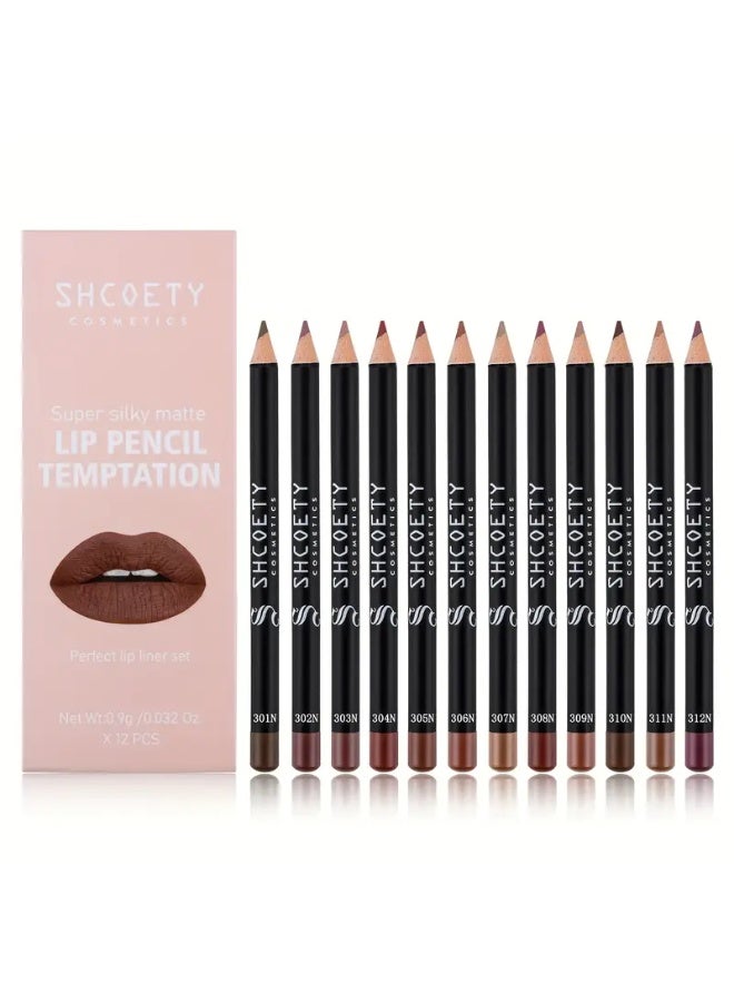 SHCOETY مجموعة أقلام شفاه مات SHCOETY من 12 قطعة - أقلام تحديد شفاه طويلة الأمد، بلمسة مخملية بألوان متنوعة تناسب جميع درجات البشرة، مثالية لمكياج يومي، أساسيات الجمال | أقلام تحديد شفاه أنيقة | أقلام بلمسة مخملية، قلم تحديد شفاه - Image 5