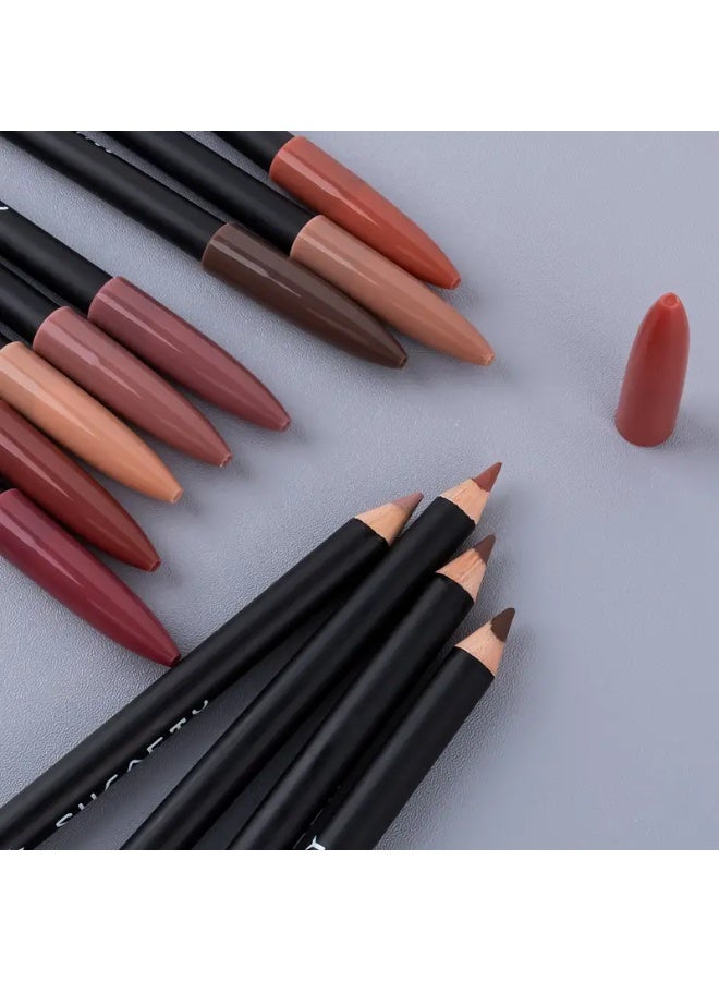 SHCOETY مجموعة أقلام شفاه مات SHCOETY من 12 قطعة - أقلام تحديد شفاه طويلة الأمد، بلمسة مخملية بألوان متنوعة تناسب جميع درجات البشرة، مثالية لمكياج يومي، أساسيات الجمال | أقلام تحديد شفاه أنيقة | أقلام بلمسة مخملية، قلم تحديد شفاه - Image 2