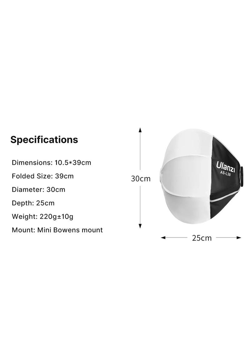 Ulanzi AS-L30 30cm Mini Bowens Mount Lantern Softbox