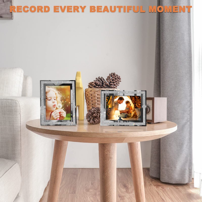 IZIDDO 4x6 Picture Frames Set of 4  Glitter Glass Photo Frame for Tabletop Display  Gift Picture Frame  Horizontally or Vertically - Image 3