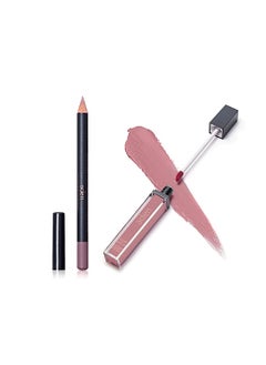 Aden aden - 2 in 1 - Matte Liquid Lipstick & Lip Liner Set - 7ML - Non-Smudge & Quick Drying - Highly Pigmented - Long Duration with Hydration - Made in Italy (15 Extreme Nude) 