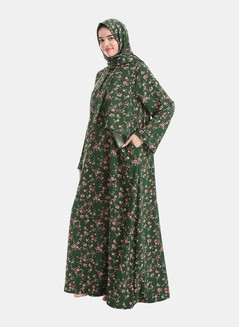 Andora Patterned Isdal for Women - Green & Pink - Image 2