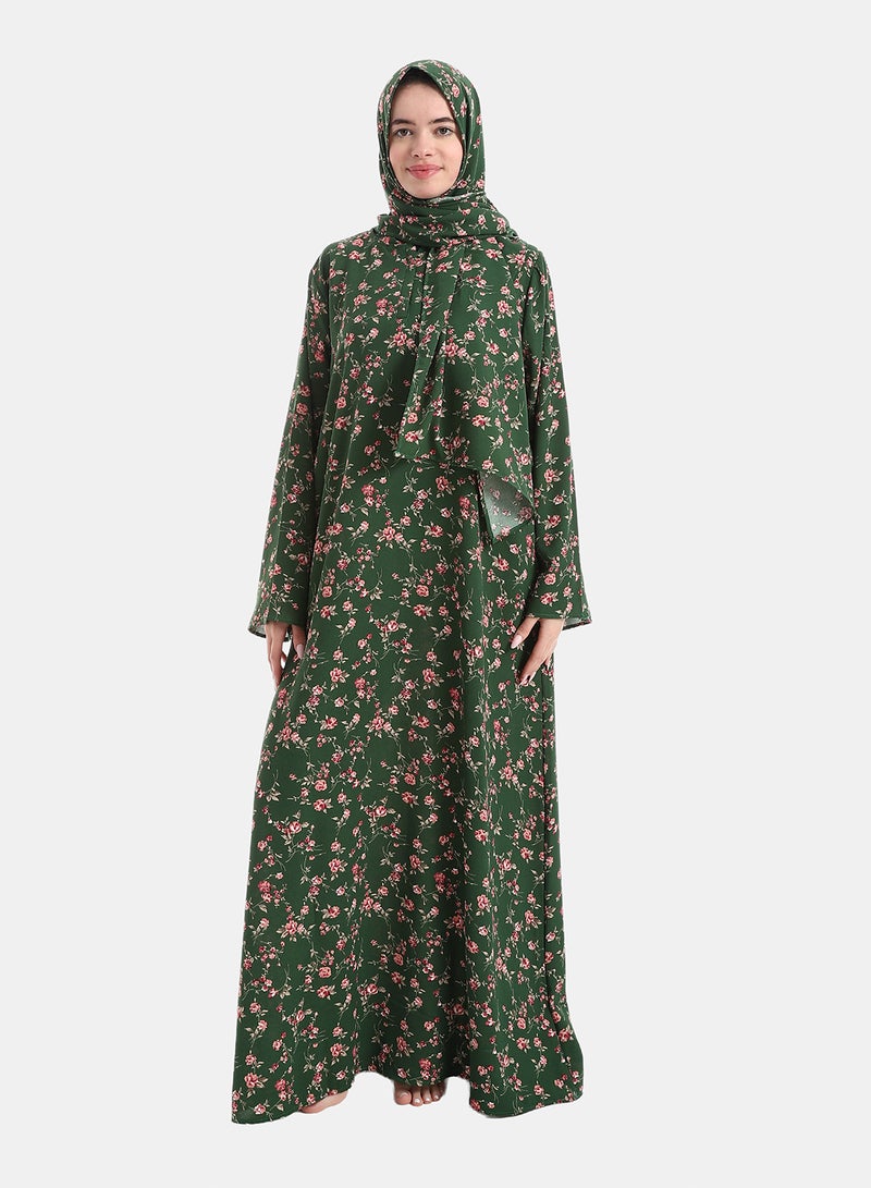 Andora Patterned Isdal for Women - Green & Pink - Image 1
