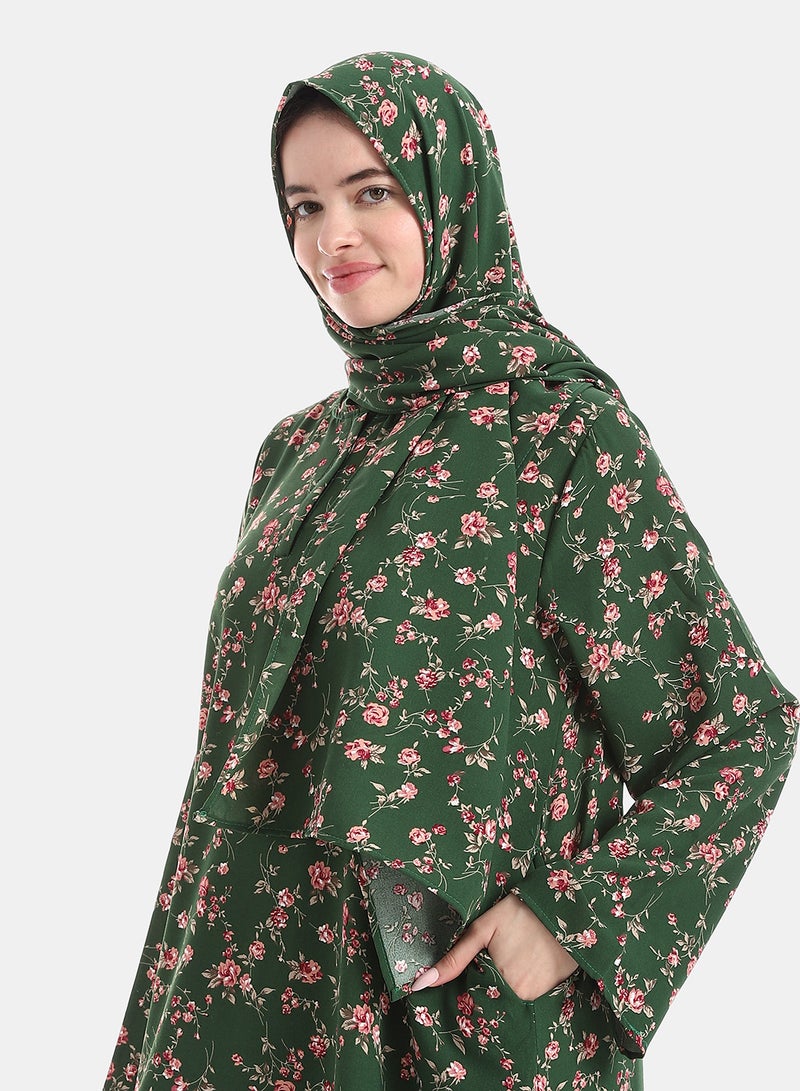 Andora Patterned Isdal for Women - Green & Pink - Image 3