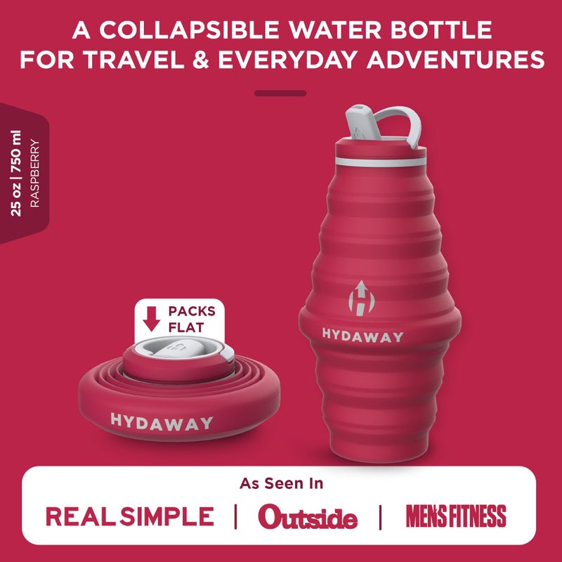 HYDAWAY Collapsible Water Bottle - 25oz I Reusable Water Bottle with Flip Top Lid for Travel  Hiking  Backpacking I Portable & Leakproof  Food-Grade Silicone  BPA Free  Collapses to 1.5 - Image 2