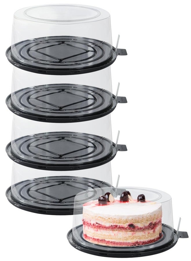 FEOOWV 5pcs Round Clear Cake Carriers for Transport Plastic Disposable Cake Containers Carriers with Dome Lids and Cake Boards Clear Bundt Cake Boxes (10inch) - Image 1