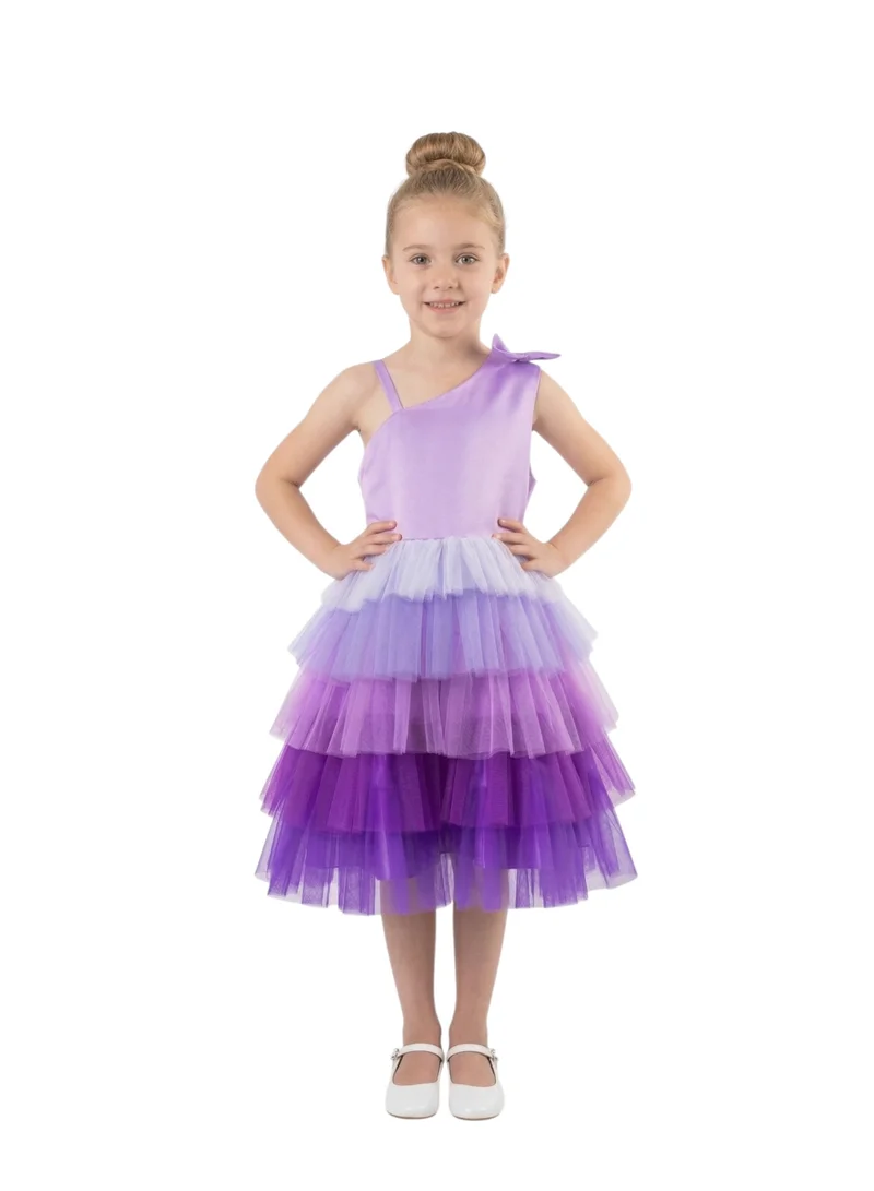 Bidani Girls Tiered Ombre Tulle Party Dress - Purple