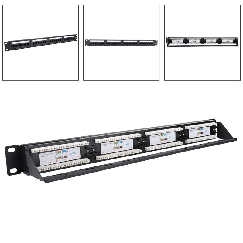 24 Port CAT6 Patch Panel: Cold Rolled Steel Construction - Self-Fixed Force Line Frame for Cable Organization, High Speed Network Compatibility for Modular Equipment Front-End Information Management - Image 2