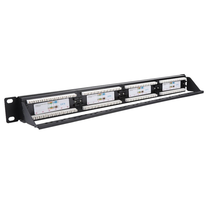 24 Port CAT6 Patch Panel: Cold Rolled Steel Construction - Self-Fixed Force Line Frame for Cable Organization, High Speed Network Compatibility for Modular Equipment Front-End Information Management - Image 1