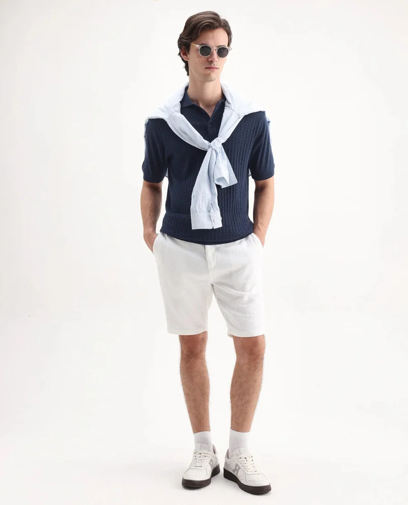 Rare Rabbit Men's Textured Regular Fit Polo