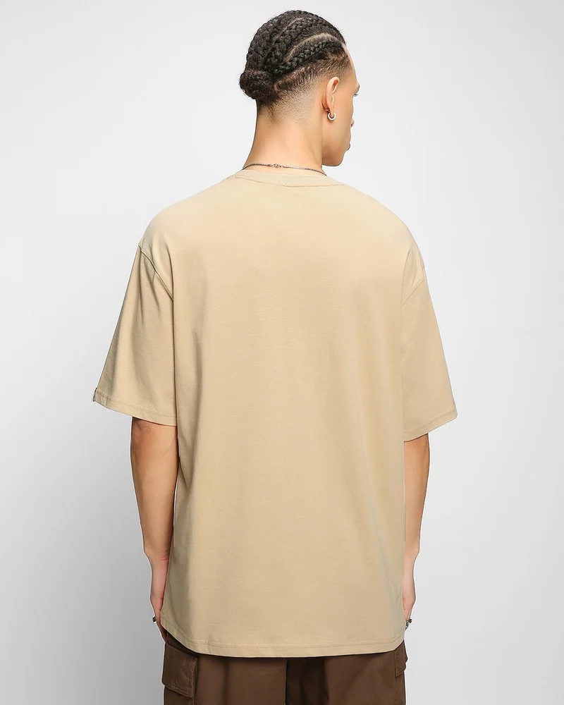 bewakoof  Men's Ginger Root Brown Intelligence Typography Oversized T-shirt for Men | Best Price UAE