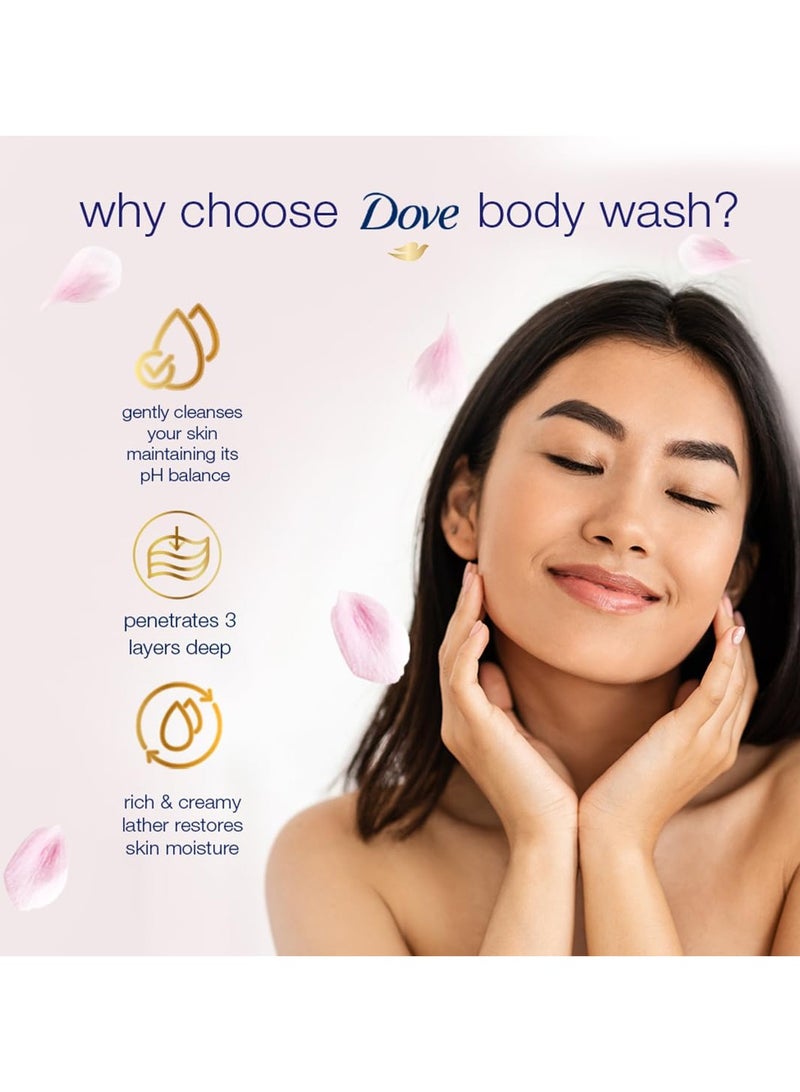 دوف غسول الجسم دوف بزهرة الساكورا المنعشة مع ملح الهيمالايا الوردي، جل الاستحمام المنعش مع تركيبة البريبايوتكس للبشرة برائحة الزهور المهدئة للبشرة المتجددة، 1 لتر - Image 5
