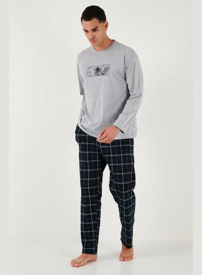 Buratti  Buratti Plaid Cotton Regular Fit High Waist Crew Neck Pajama Set Men's PAJAMAS SET 6574000 for Men | Best Price UAE