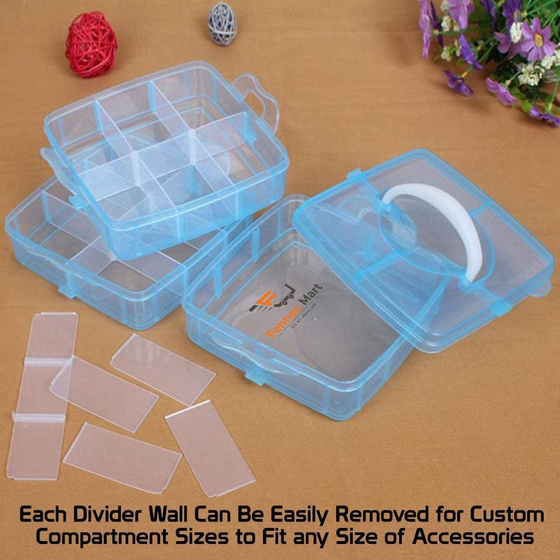 Fennec Mart Square Foldable Plastic Organizer Basket Blue 18 Grids - Image 3
