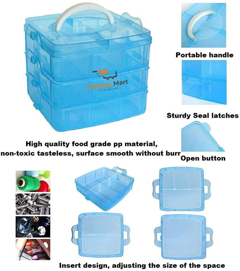 Fennec Mart Square Foldable Plastic Organizer Basket Blue 18 Grids - Image 5