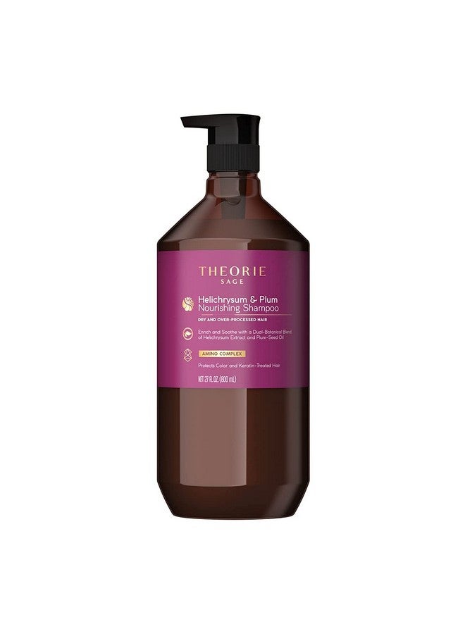 Theorie Helichrysum And Plum Nourishing Shampoo Enrich And Soothe Suited For Dry & Over Processed Hair Protects Color & Keratin Treated Hair Pump Bottle 800Ml - Image 1