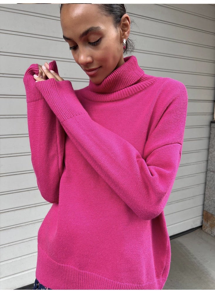NIBEMINENT Autumn Women Turtleneck Sweater Elegant Thick Pullover  Knitted Spring Female Jumper Long Sleeve Sweaters