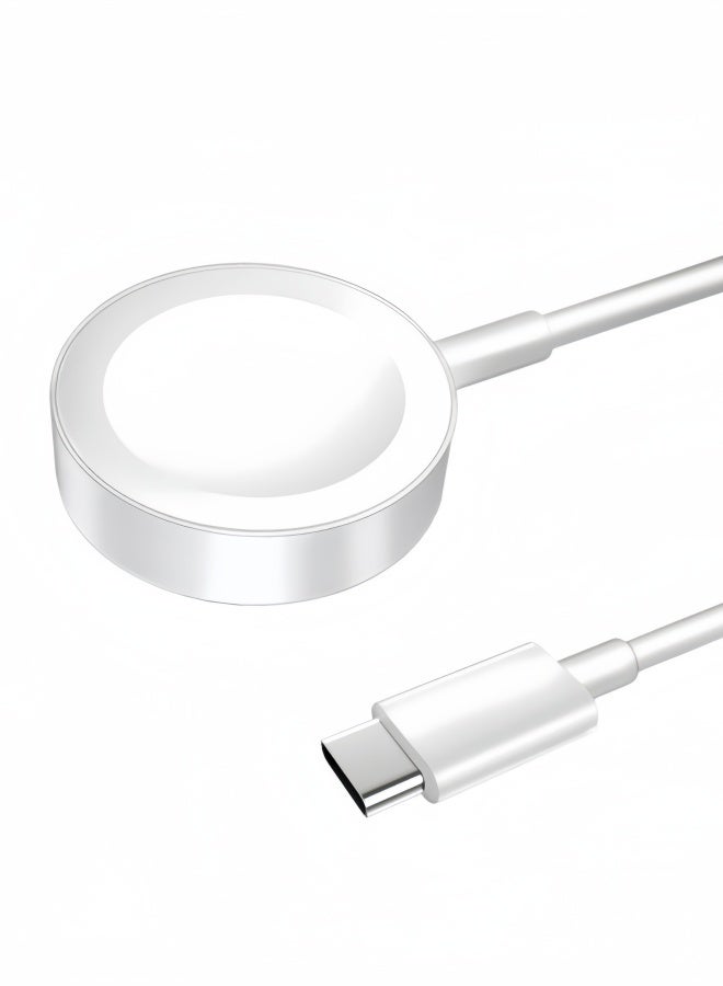 الصفحة الرئيسية كابل USB-C مغناطيسي سريع الشحن 5 وات لأجهزة Apple Watch، طول 1 متر، أبيض اللون، متوافق مع أجهزة iWatch Ultra/10/9/8/7/6/SE/5/4/3/2 - Image 1