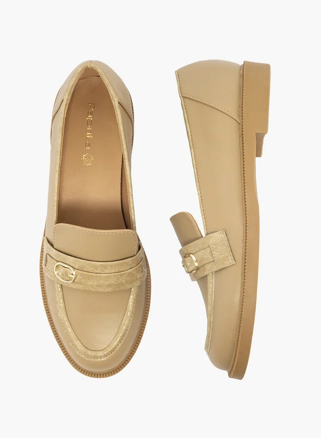 Paprika Buckle Accent Slip-On Loafers