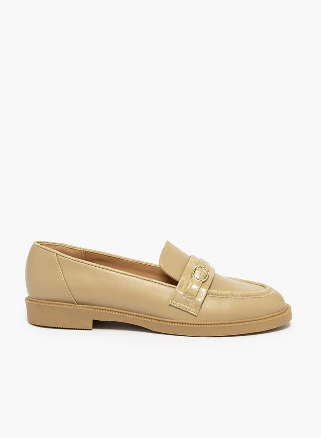 Paprika Buckle Accent Slip-On Loafers