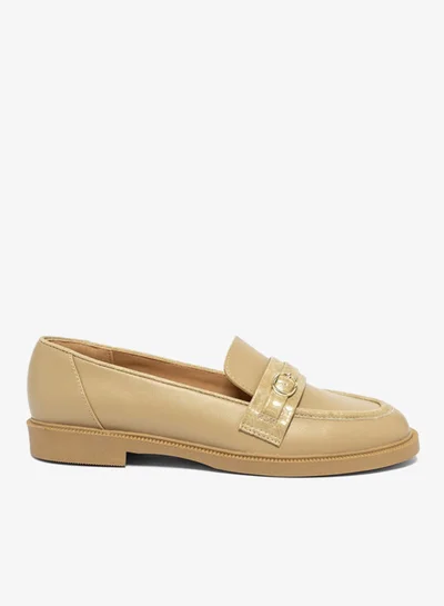 Paprika Buckle Accent Slip-On Loafers
