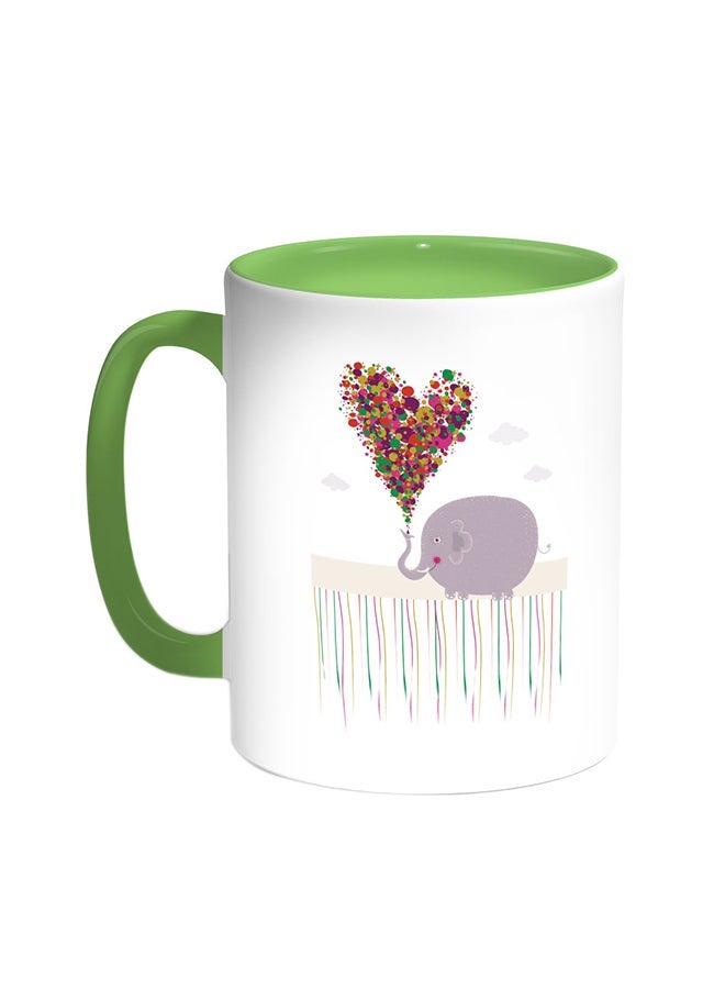 Romantic Printed Coffee Mug Green/White 11ounce