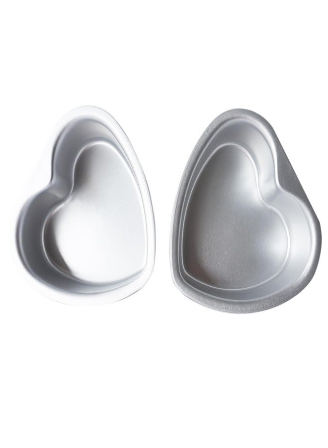 Heluok 4 Inch Heart Shaped Cake Pan Set of 2, Aluminum Heart Shape Cake Tin, Small Baking Pan for Weddings, Birthday, Party Desserts, Family, Anniversary - Image 5