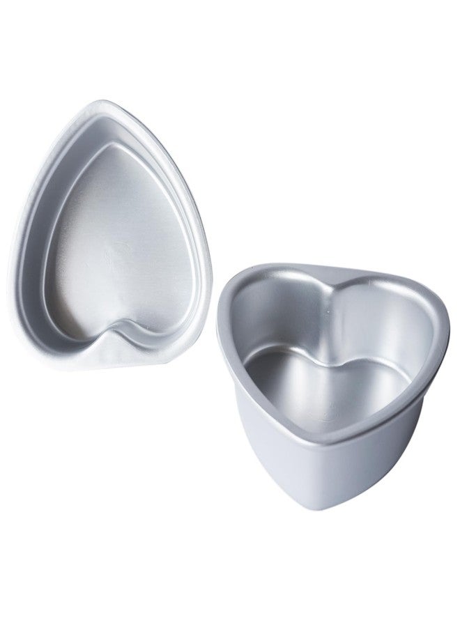 Heluok 4 Inch Heart Shaped Cake Pan Set of 2, Aluminum Heart Shape Cake Tin, Small Baking Pan for Weddings, Birthday, Party Desserts, Family, Anniversary - Image 4