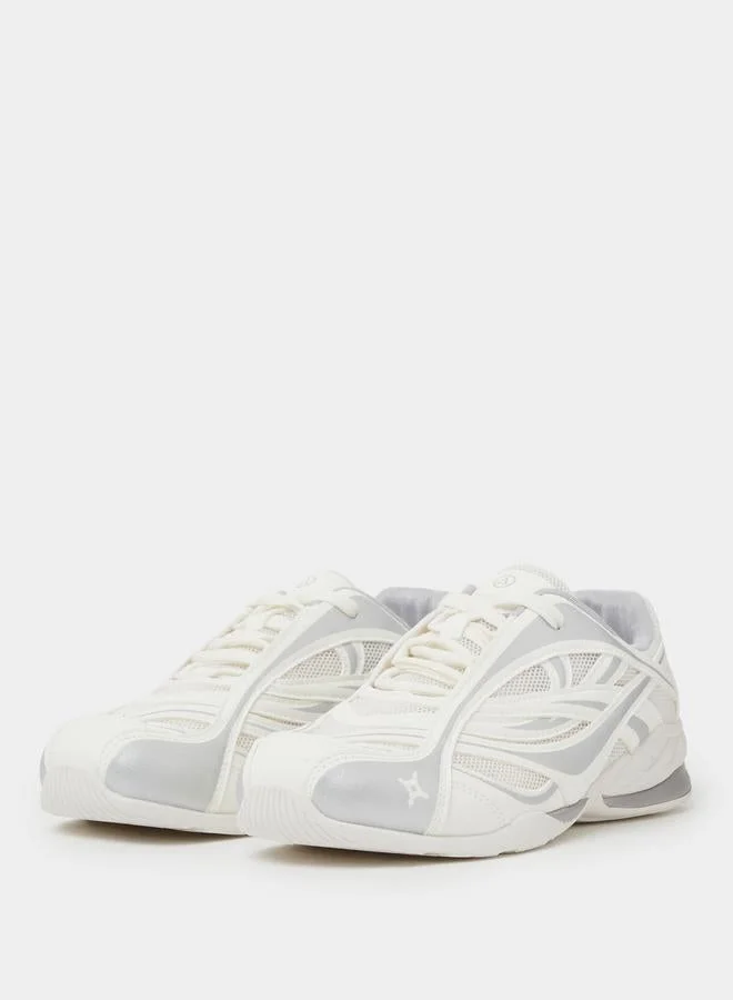 Styli Off White Color Block Lace-Up Sneakers for Women | Best Price UAE