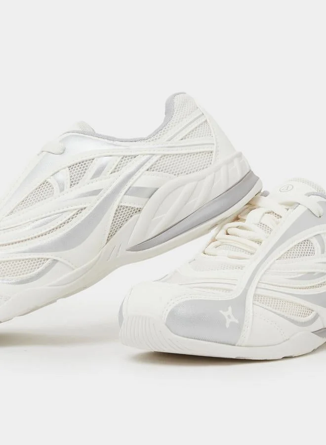 Styli Off White Color Block Lace-Up Sneakers for Women | Best Price UAE