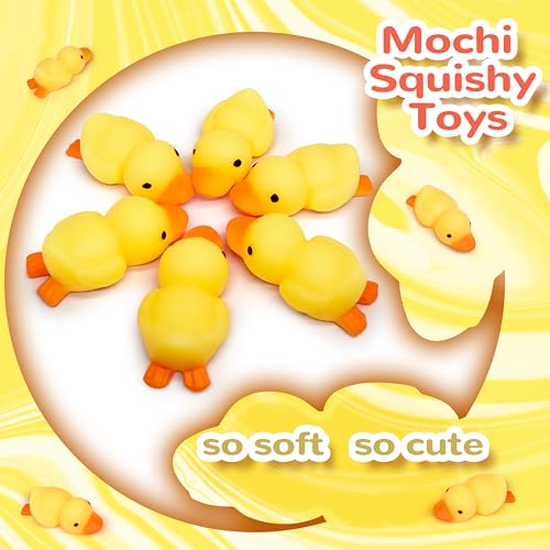 JIAHO 9 Pcs Duck Mochi Squishy Toys for Kids Party Favors Mini Kawaii Mochi Squishies Duck Squishy Stress Ball Fidget Toys Bulk for Kids Prizes Easter Basket Stuffers Small Mochis Squishy Animals Toys - Image 5