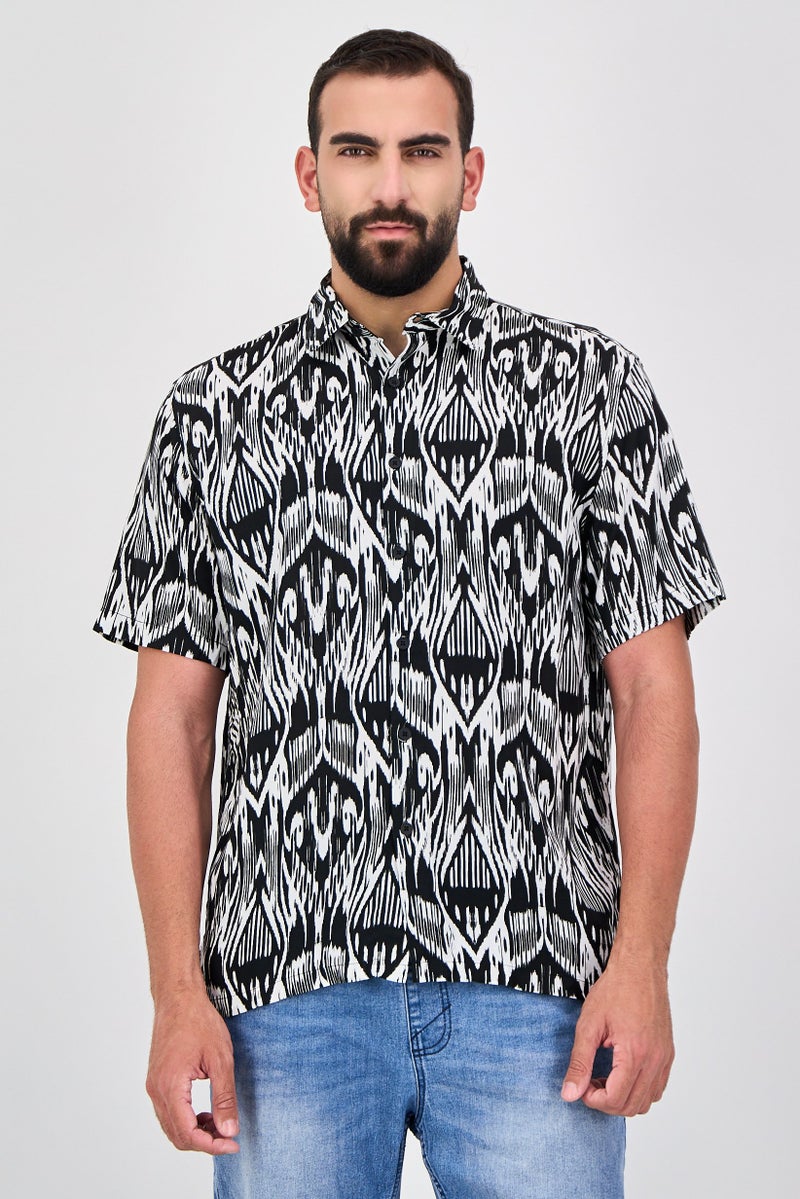 Celio Men Regular Fit Graphic Print Short Sleeve Casual Shirt, Multicolor - Image 1