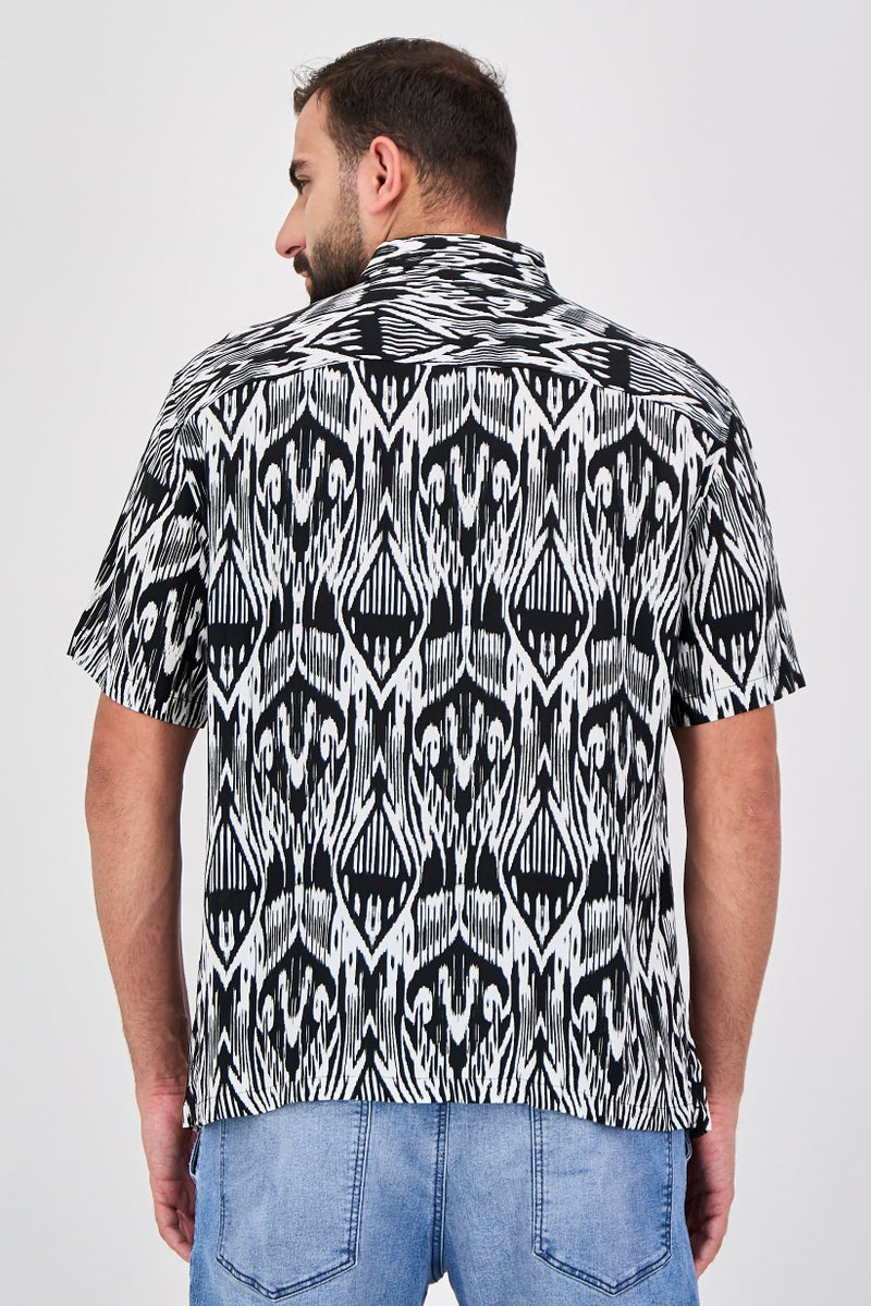 Celio Men Regular Fit Graphic Print Short Sleeve Casual Shirt, Multicolor - Image 3