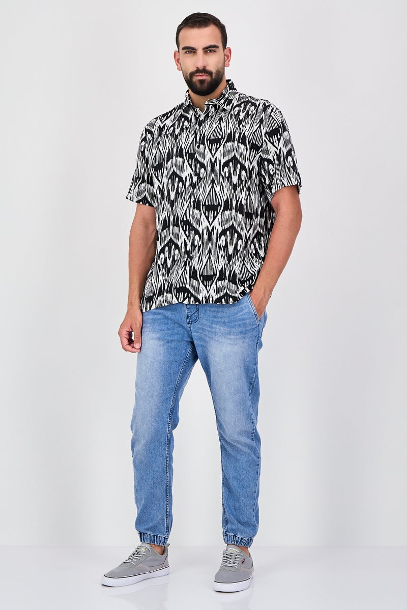 Celio Men Regular Fit Graphic Print Short Sleeve Casual Shirt, Multicolor - Image 4