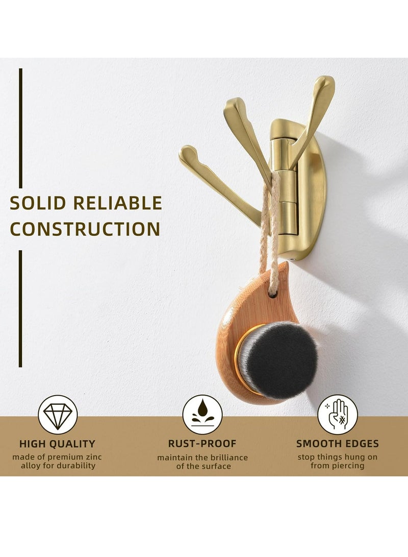 إسكدنيا 2 عبوة خطاف منشفة دوّارة باللون الذهبي المصقول، خطافات معدنية قابلة للطي للحمام، علاقات مناشف ورداء حائطية شديدة التحمل - Image 4