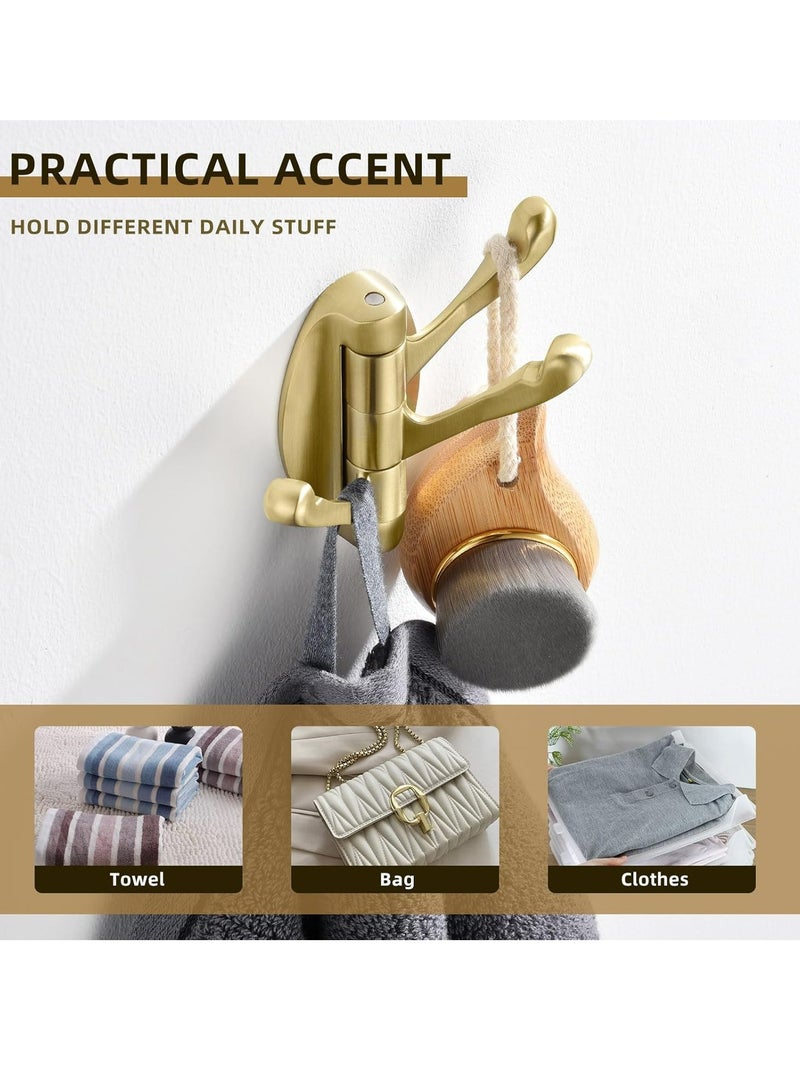 إسكدنيا 2 عبوة خطاف منشفة دوّارة باللون الذهبي المصقول، خطافات معدنية قابلة للطي للحمام، علاقات مناشف ورداء حائطية شديدة التحمل - Image 5