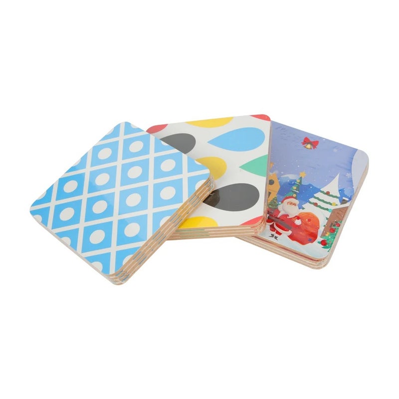 Y&D 4\ Square Wooden Coasters with Thick Cork Base – Durable Drink Coasters for Home Decor, Set of 4, Ideal Gift" - Image 2