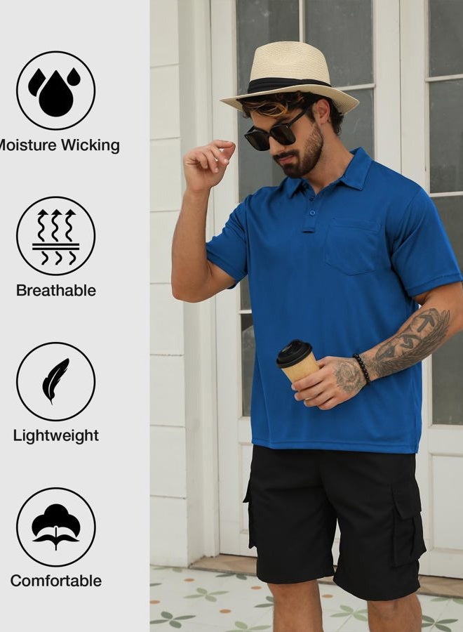 SCODI 5 Pack Mens Pocket Polo Shirts Short Sleeve Multipack Golf Shirt for Men Moisture Wicking Casual Athletic Work T-Shirts, Grey Khaki Green Blue Black, 3XL - Image 5