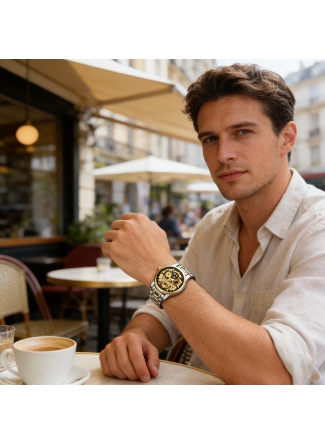 SENO Fully Automatic Mechanical Men's Watch Waterproof Luminous Dial Stainless Steel Band Business Wristwatch - Image 5