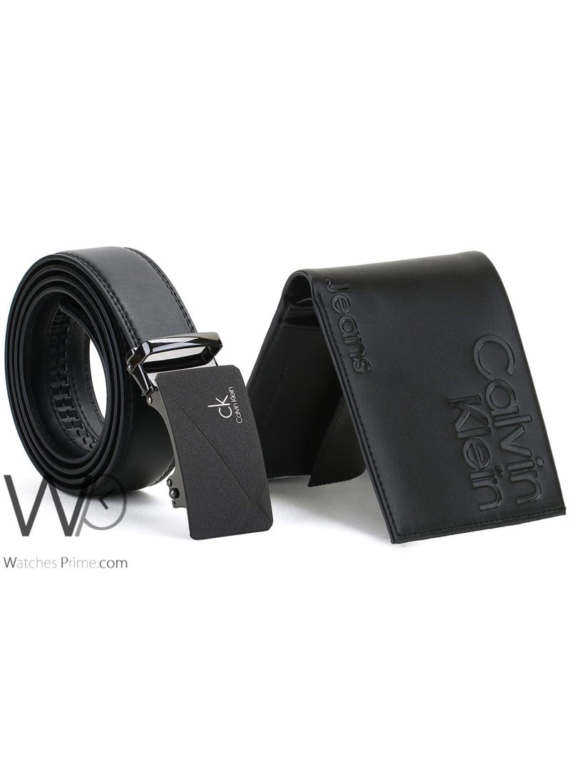 كالفن كلاين جينز طقم هدية رجالي كالفن كلاين محفظة وحزام أسود - إبزيم CK - Image 5