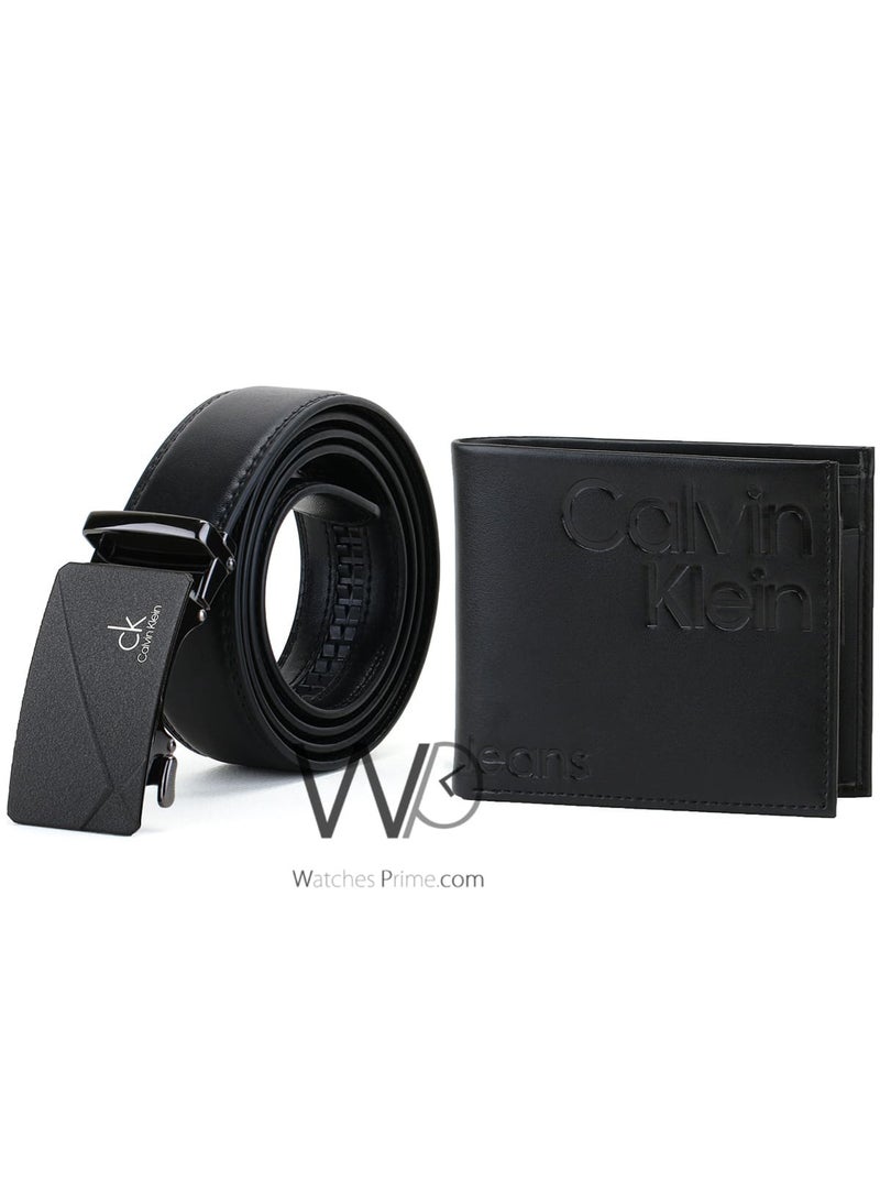 كالفن كلاين جينز طقم هدية رجالي كالفن كلاين محفظة وحزام أسود - إبزيم CK - Image 4