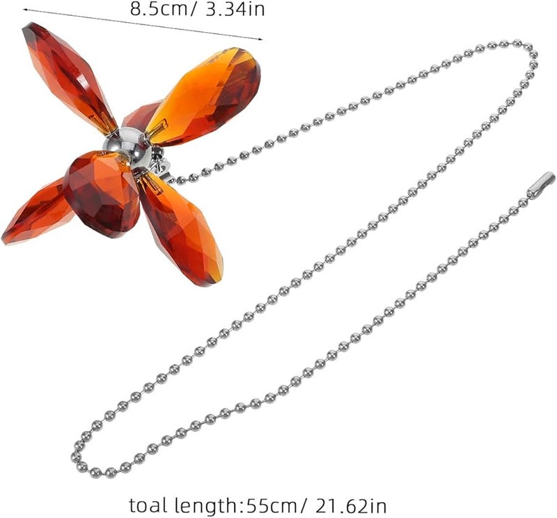 Light Brown Crystal Ceiling Fan Pull Chain Decorative Flower Pendant Extender Universal Lighting Accessory - Image 3