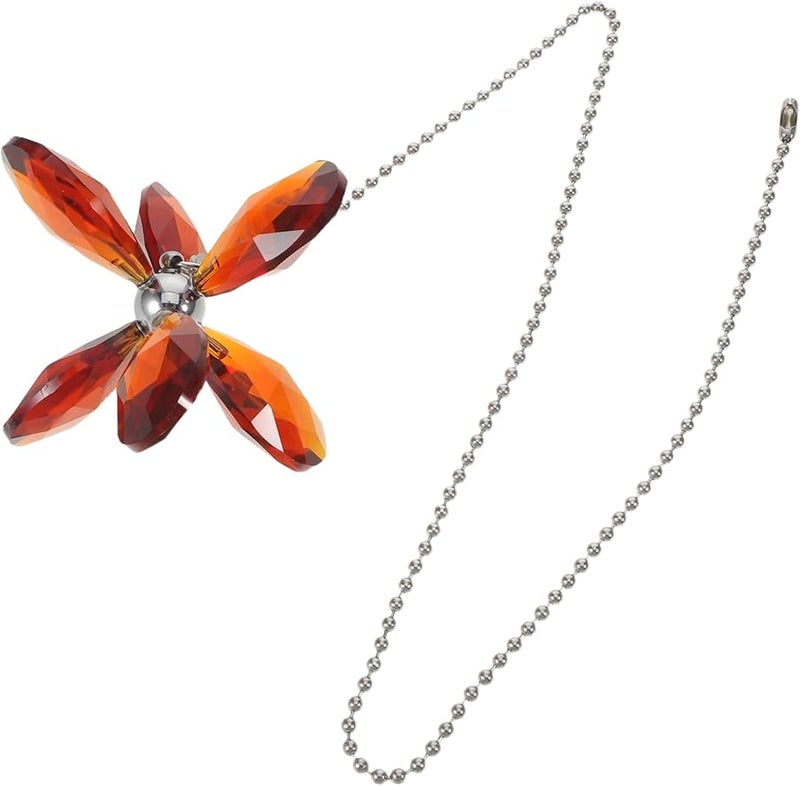Light Brown Crystal Ceiling Fan Pull Chain Decorative Flower Pendant Extender Universal Lighting Accessory - Image 2