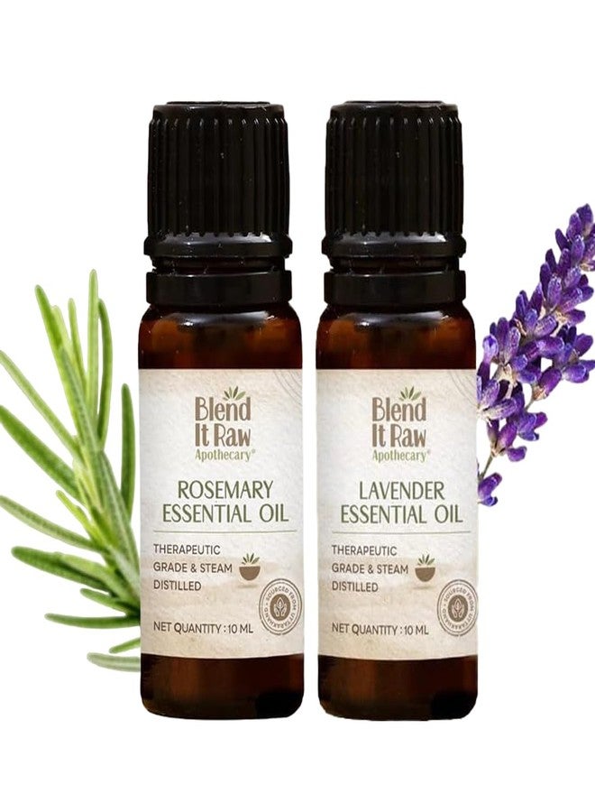 Blend It Raw Apothecary مزيج من زيوت إكليل الجبل والخزامى العطرية من بليند إت رو، ١٠ مل لكل منهما | لنمو الشعر والعلاج العطري | درجة علاجية ومقطرة بالبخار للعلاج العطري والعناية بالبشرة - Image 1